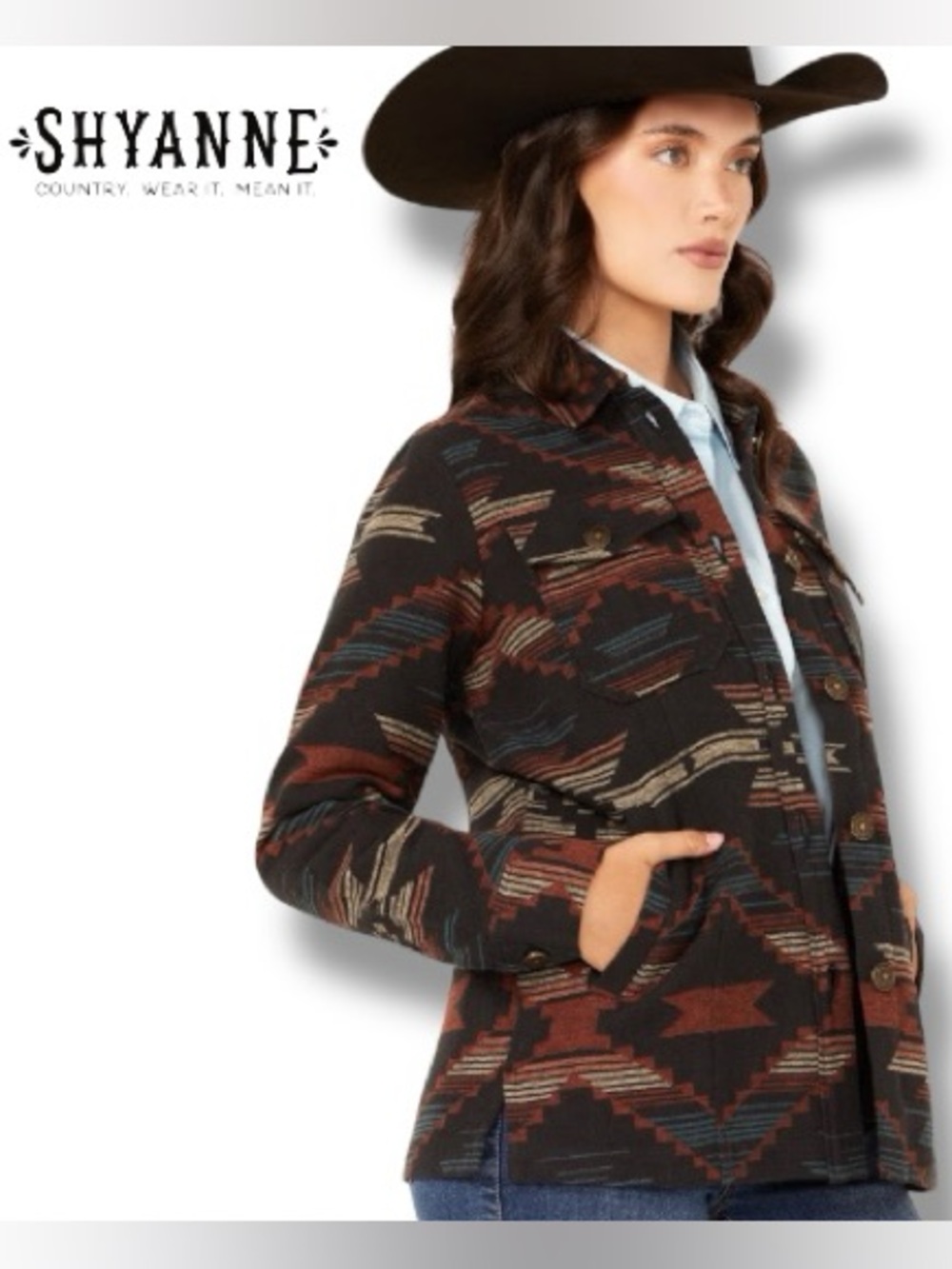 Shyanne Shacket Women’s Southwestern Print Ranch Jacket Tribal Cowgirl | Sz S
